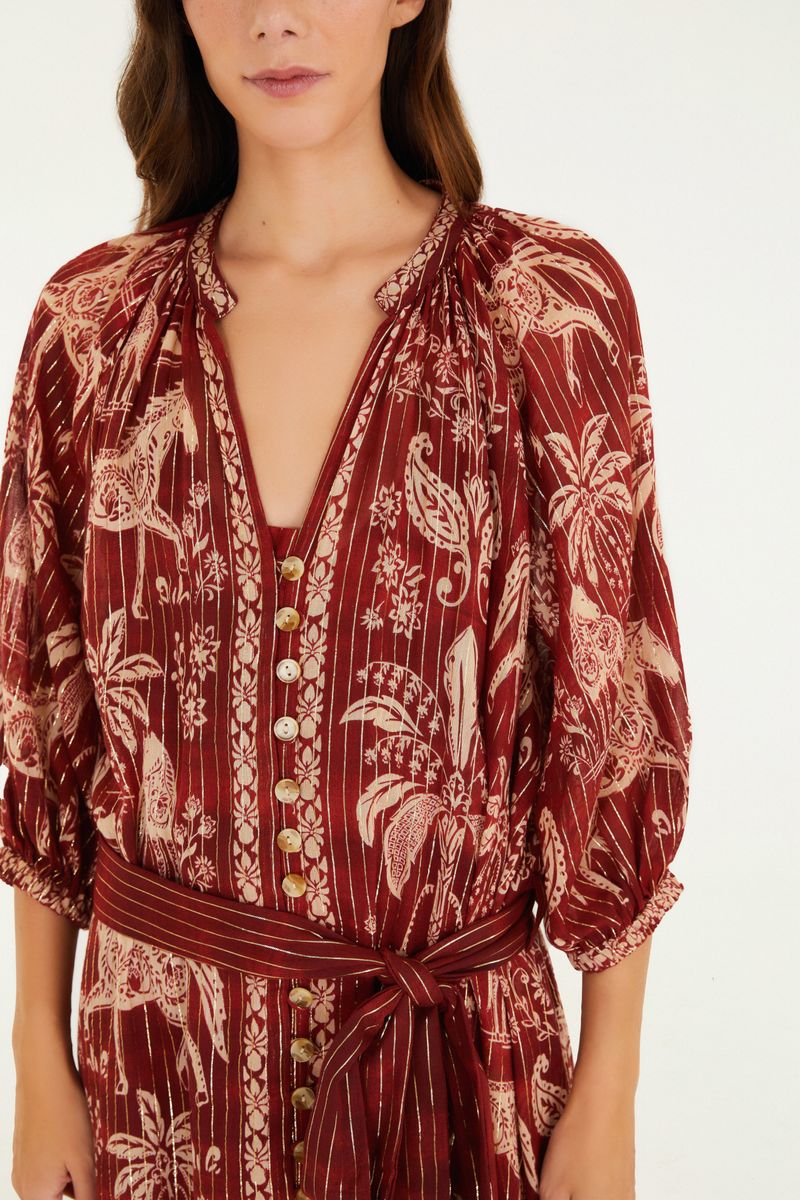 Vestido Cropped Estampado Haras