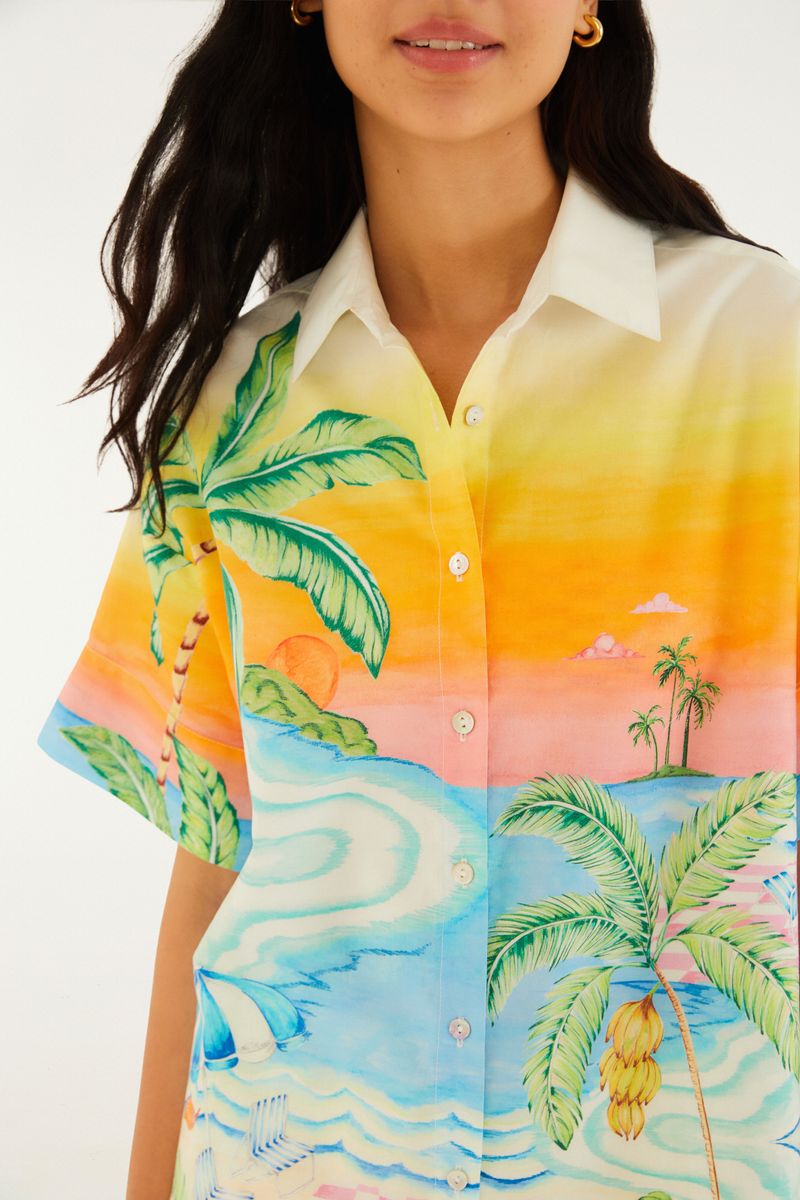 Camisa Estampada Paisagem Solar