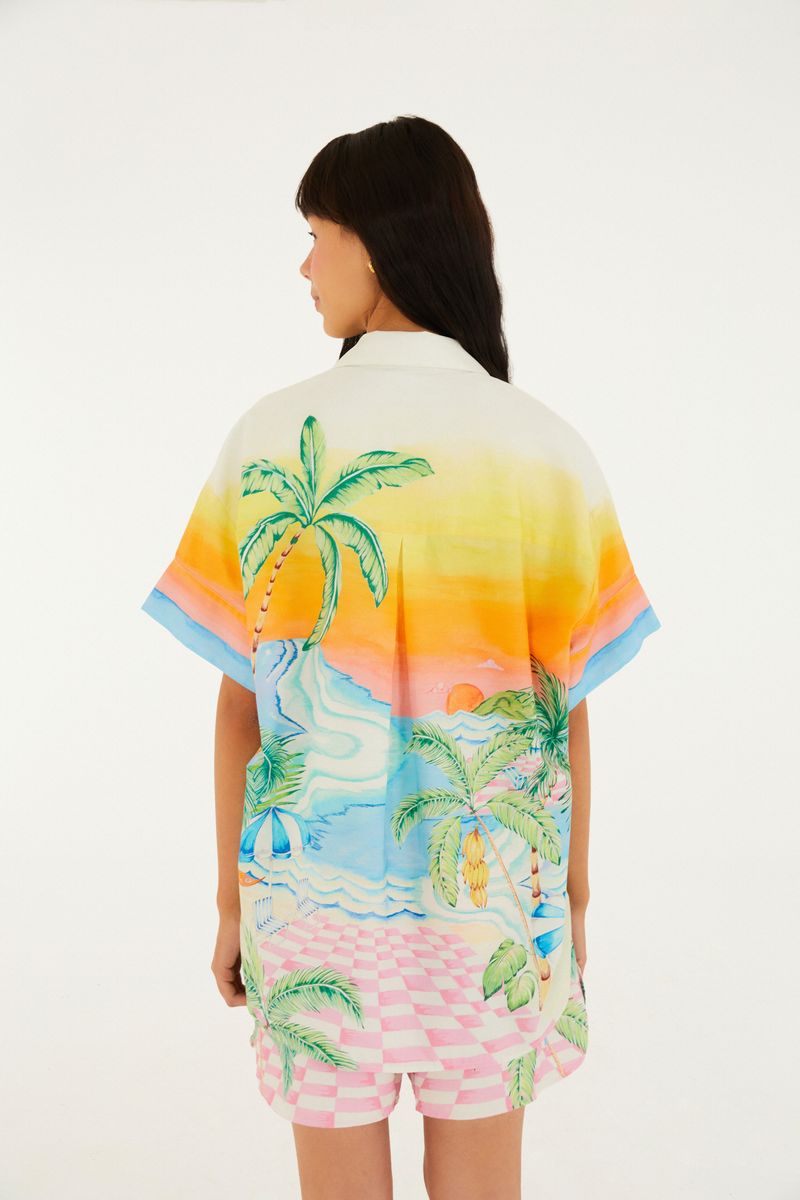 Camisa Estampada Paisagem Solar