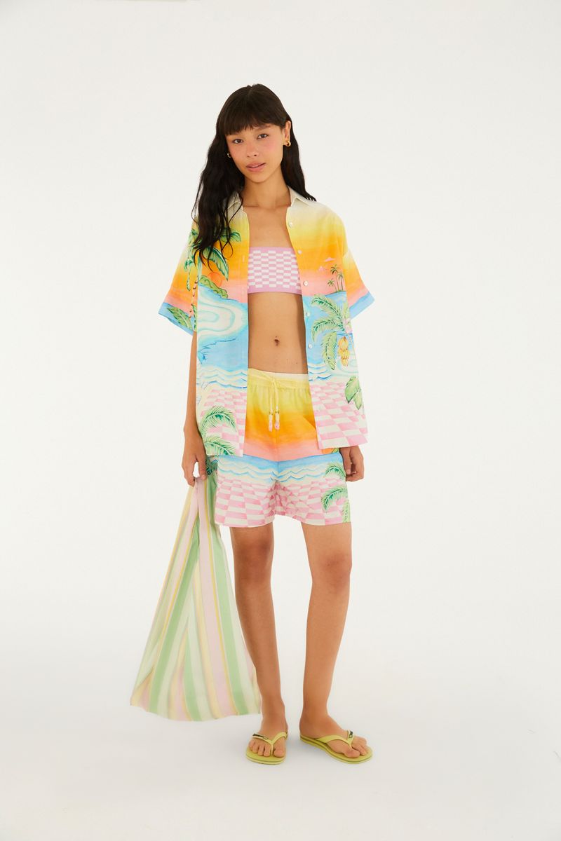 Camisa Estampada Paisagem Solar