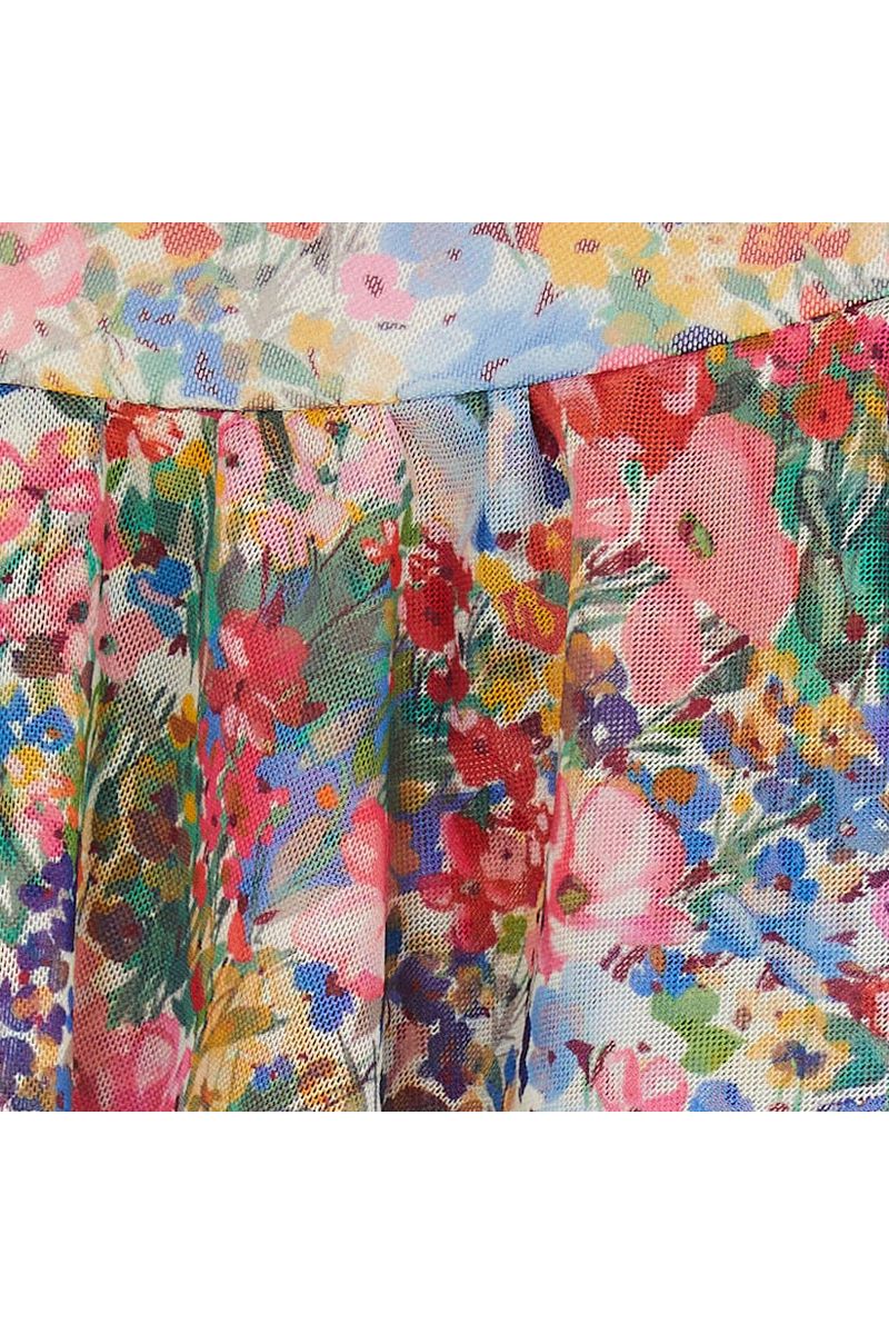Saia Babado Tule Estampado Camponesa