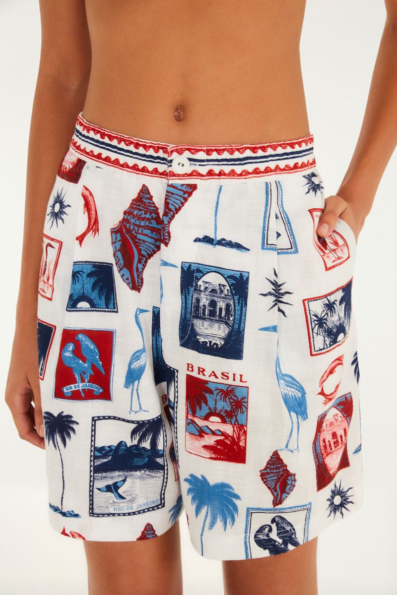 Bermuda Estampada Tropical Vintage