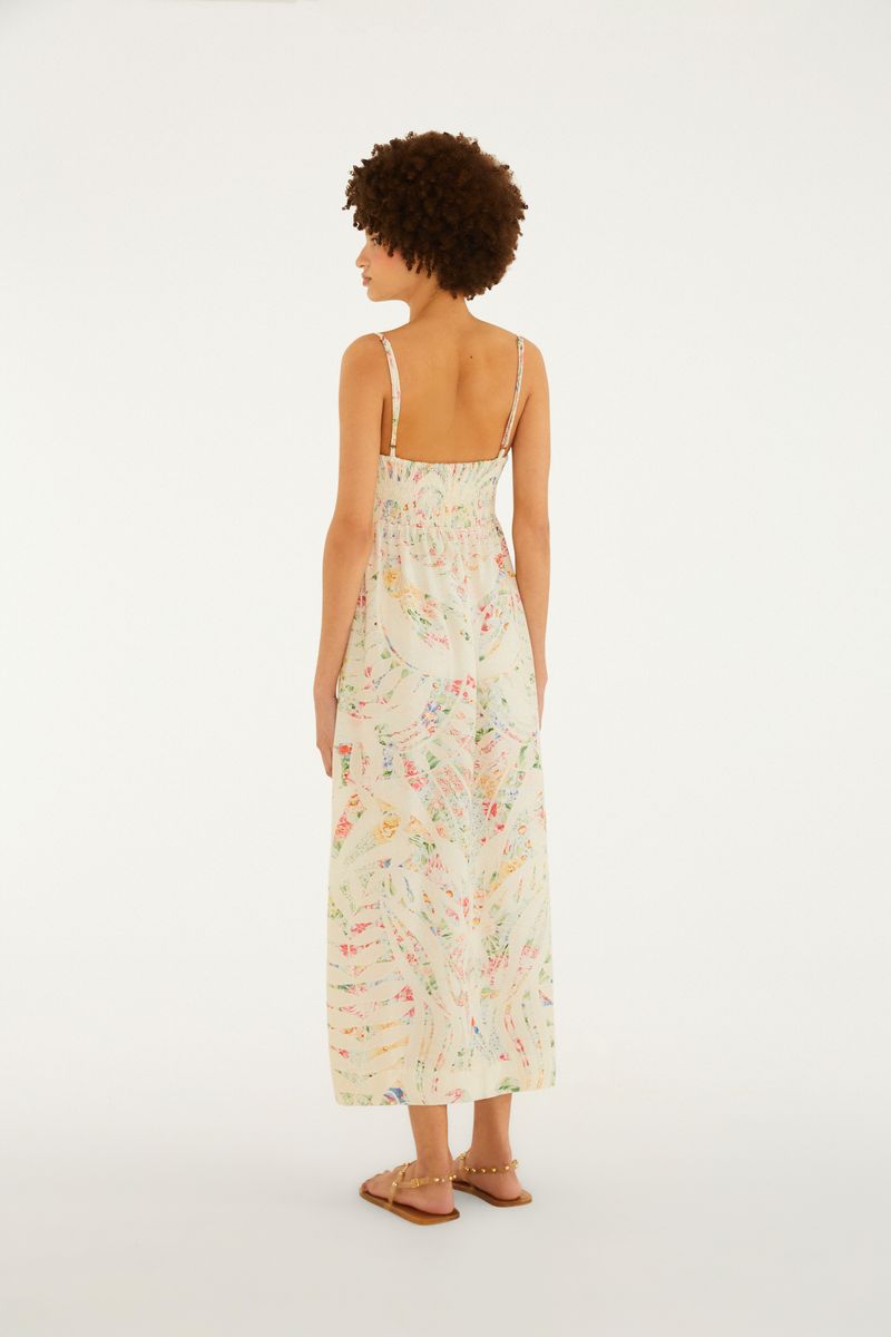 Vestido Longo Estampado Rendeira