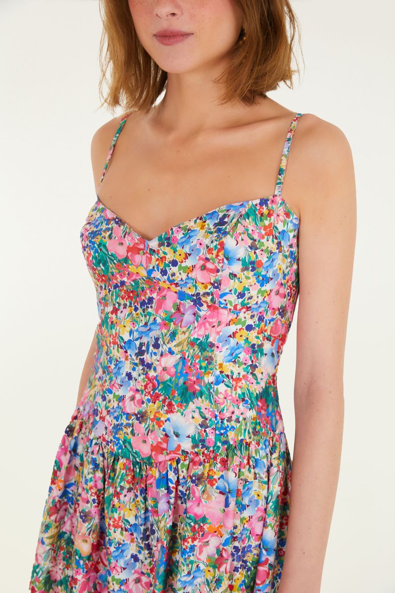 Vestido Cropped Estampado Camponesa