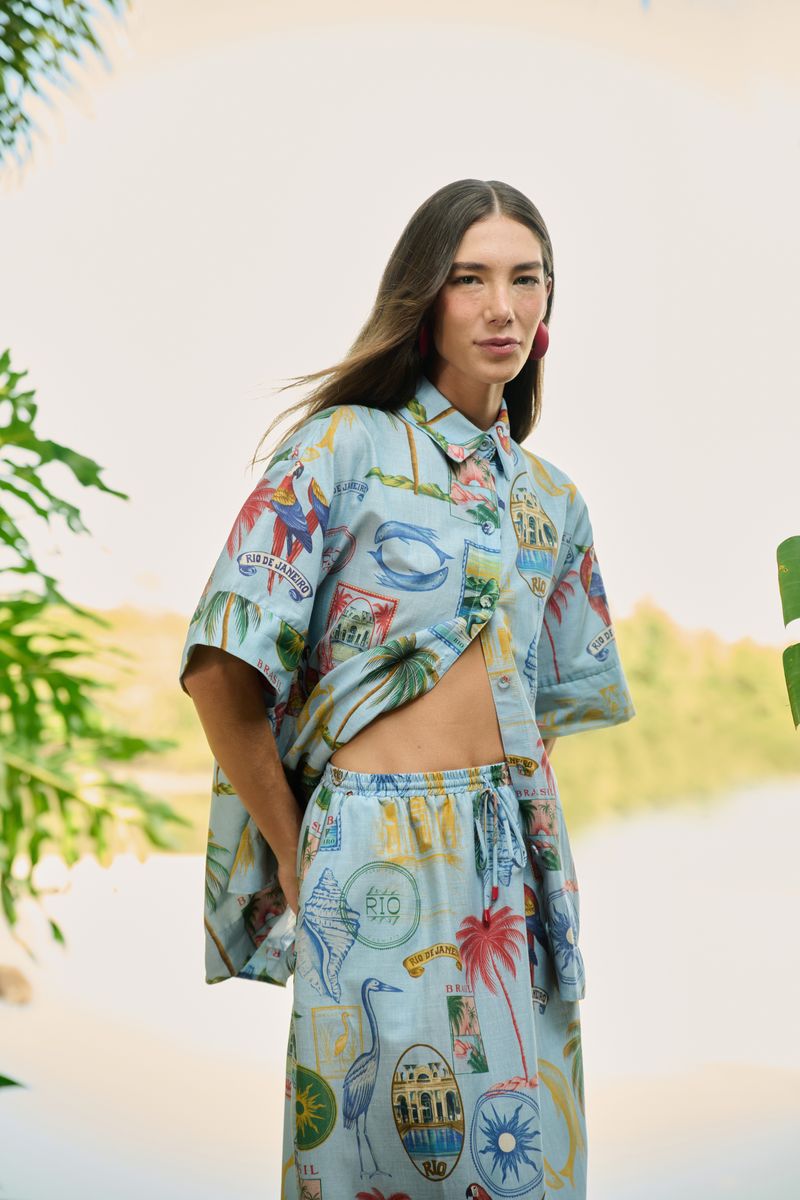 Camisa Estampada Tropical Vintage