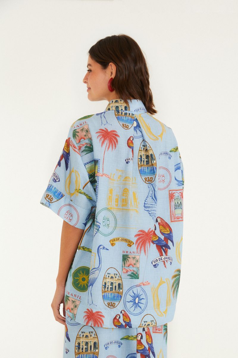 Camisa Estampada Tropical Vintage