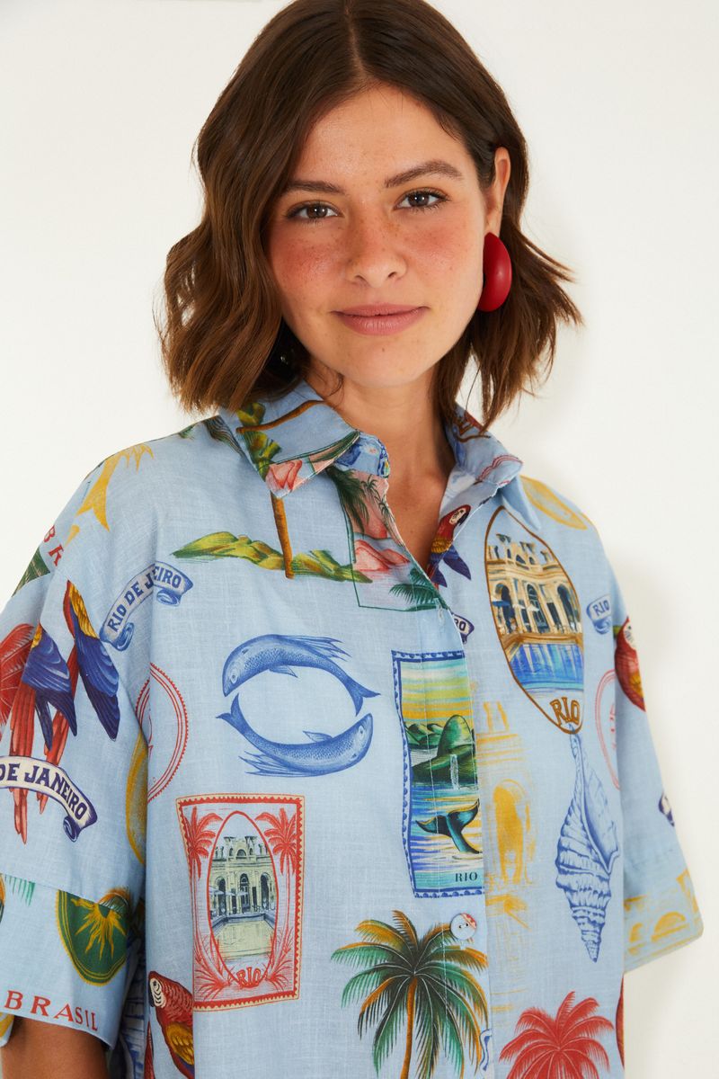 Camisa Estampada Tropical Vintage