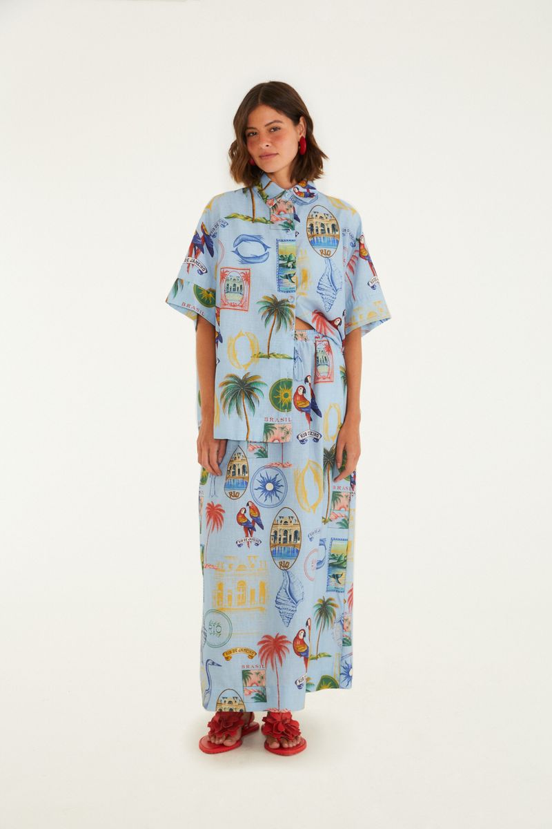 Camisa Estampada Tropical Vintage