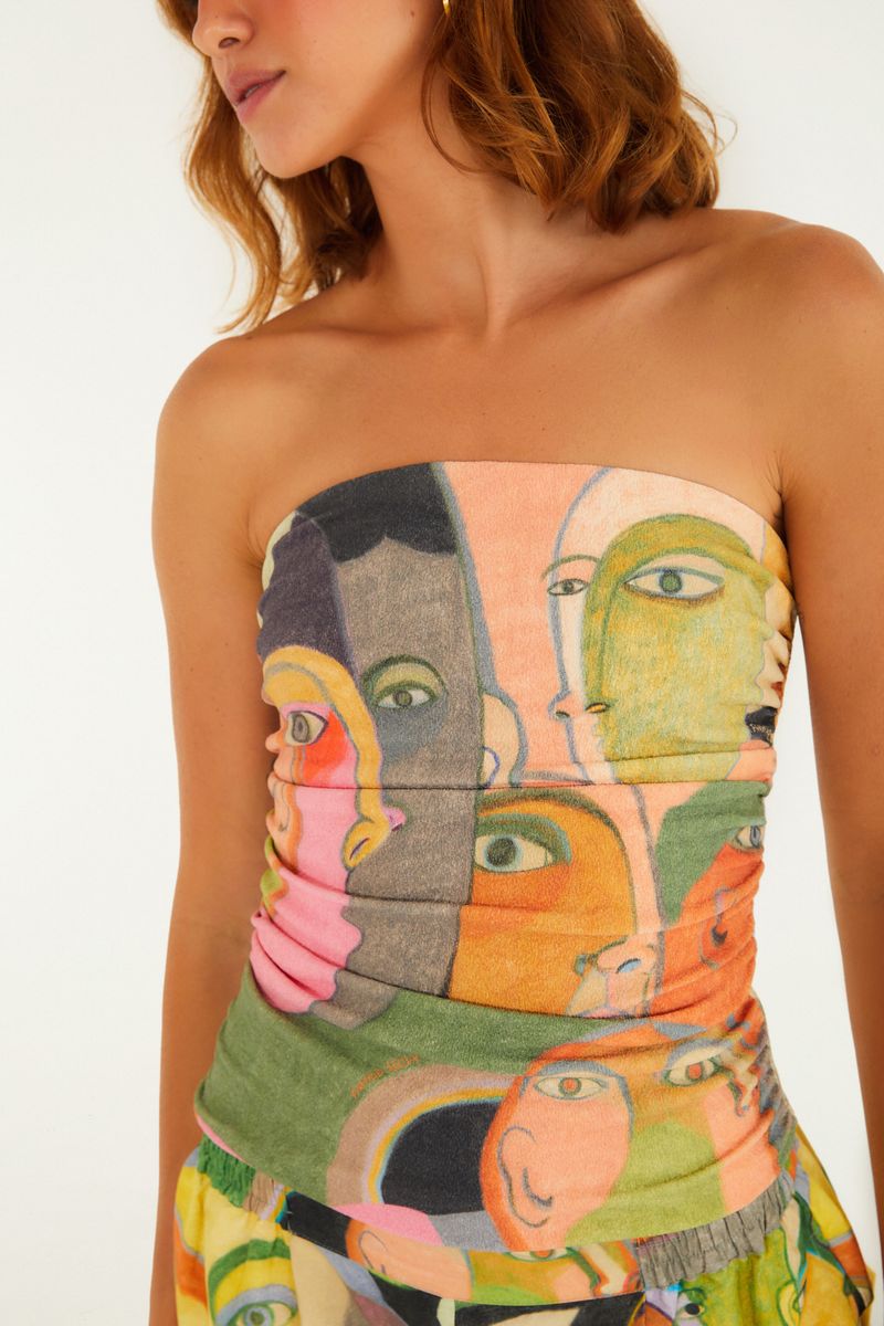 Top Reto Estampado Multidão Ana Leovy