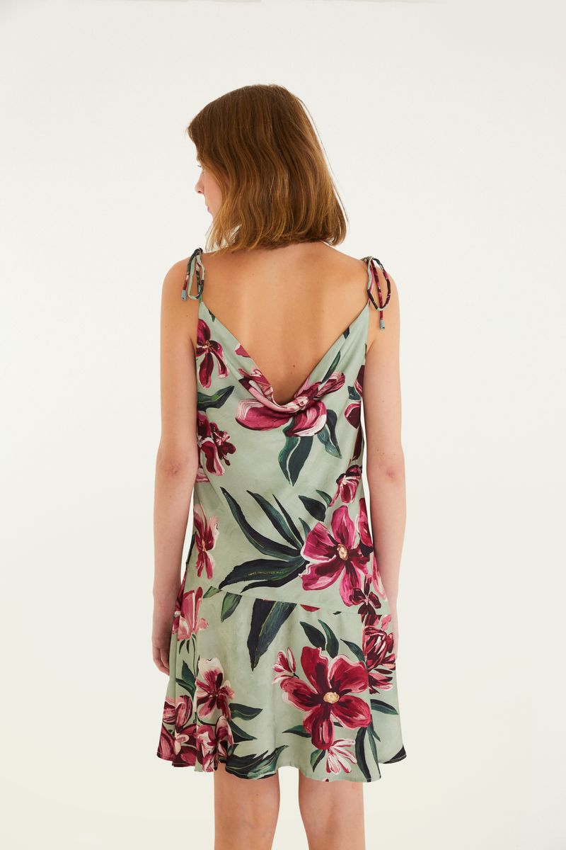 Vestido Curto Alças Estampado Lineia