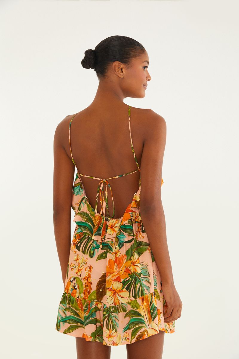 Vestido Curto Estampado Canto Dos Pássaros