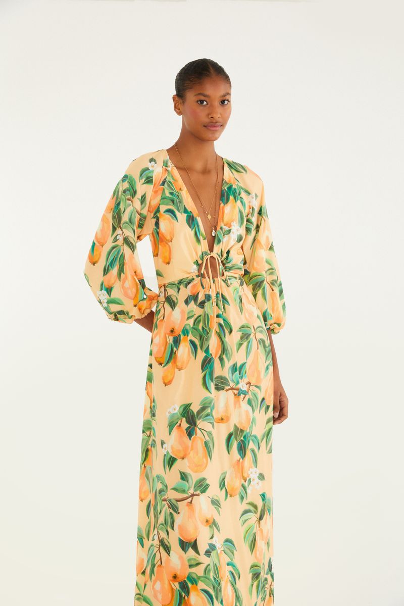 Vestido Longo Estampado Pera Chic