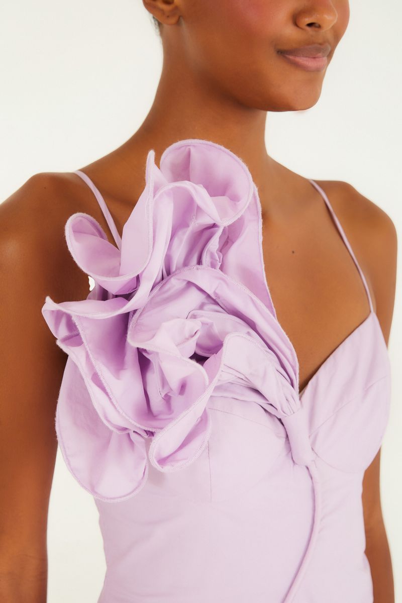 Vestido Fenda Flor 3d