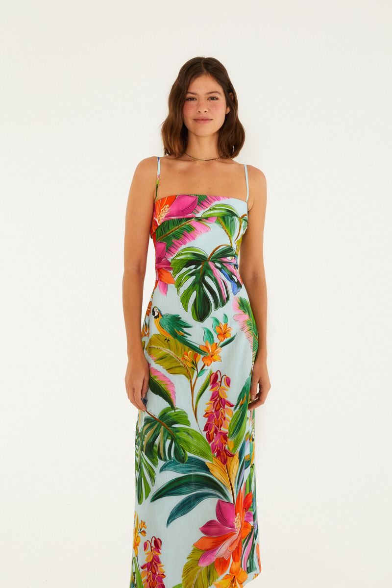Vestido Reto Estampado Canto Dos Pássaros