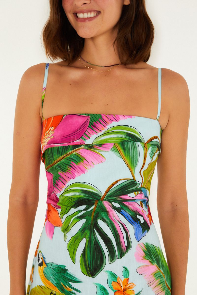 Vestido Reto Estampado Canto Dos Pássaros