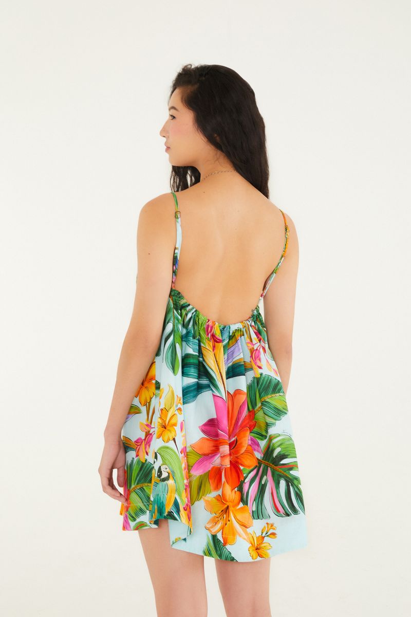 Vestido Curto Estampado Canto Dos Pássaros
