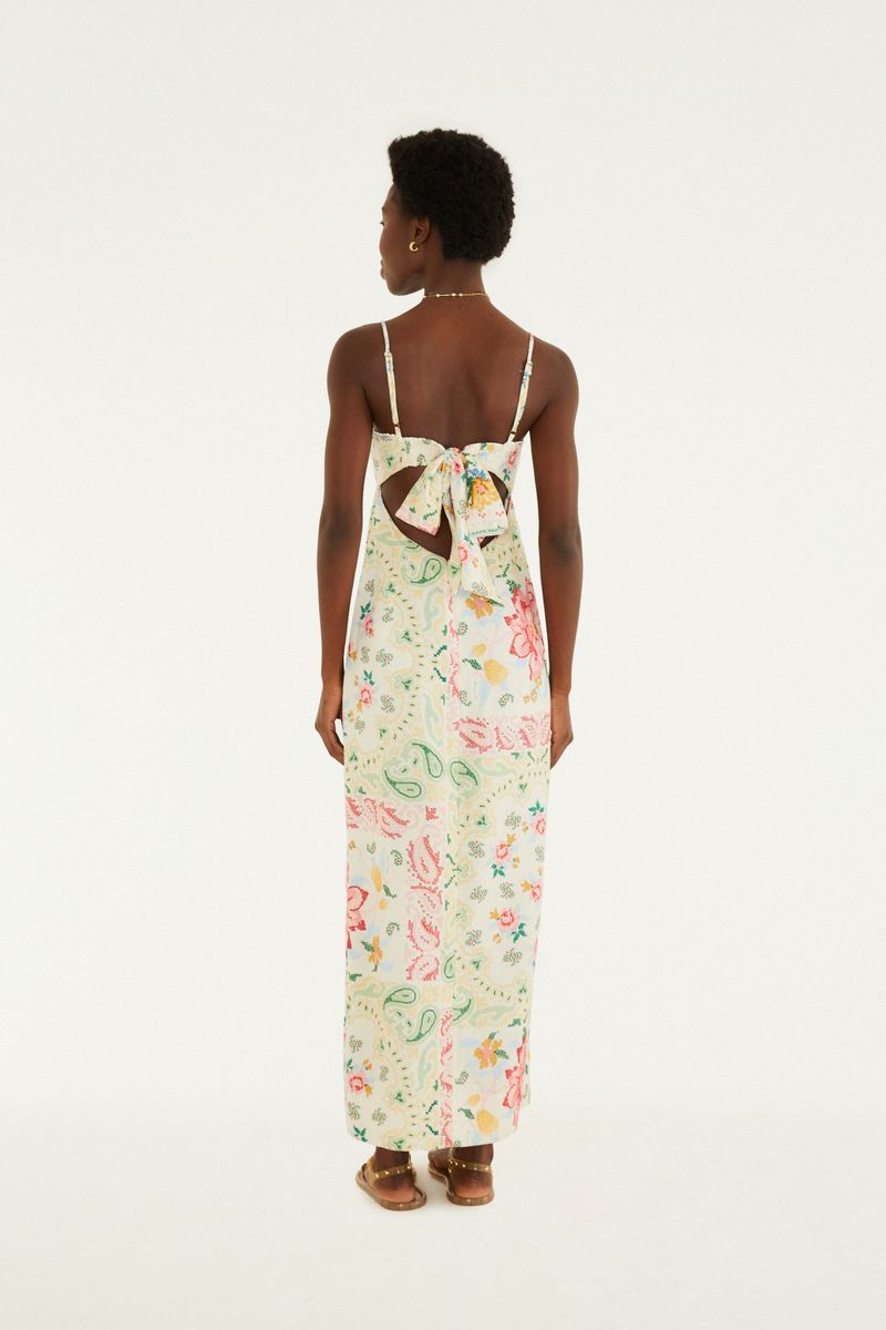 Vestido Cropped Estampado Borda Bandana