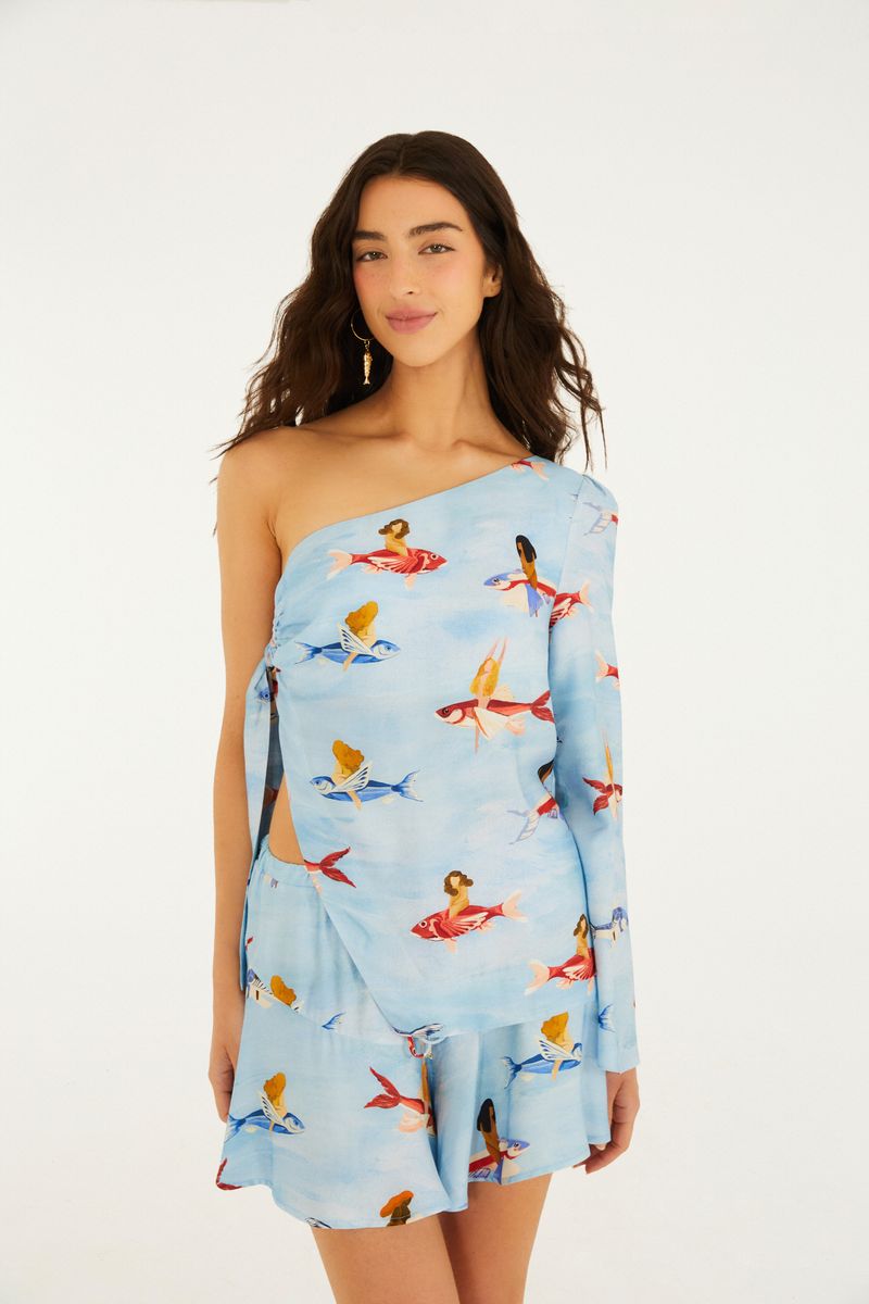 Short Estampado Peixes Voadores