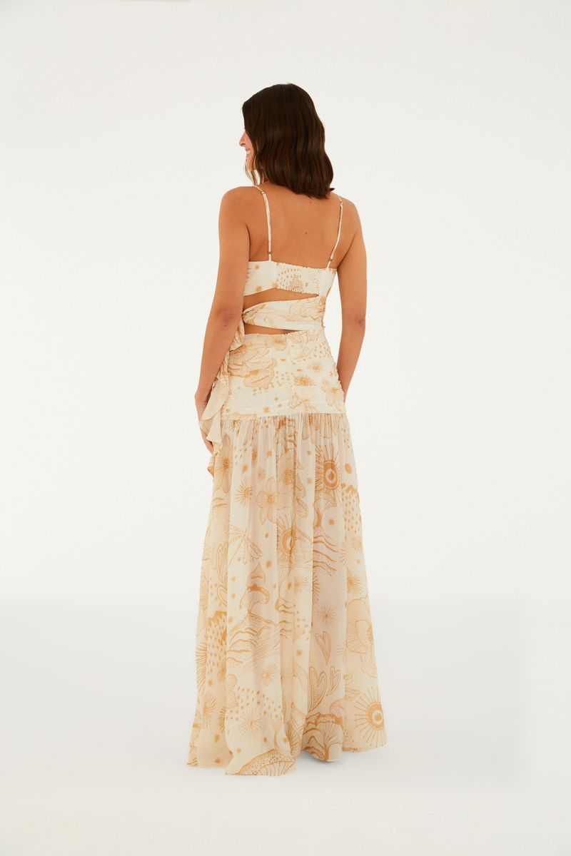 Vestido Longo Estampado Jardim Místico