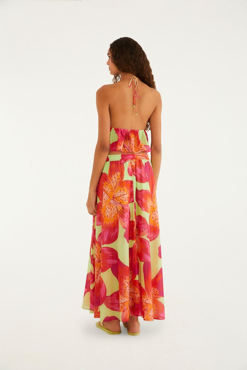 Saia Estampada Lírio Tropical