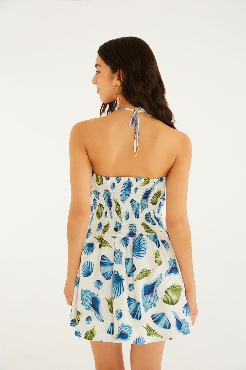 Vestido Curto Estampado Concha Litoral