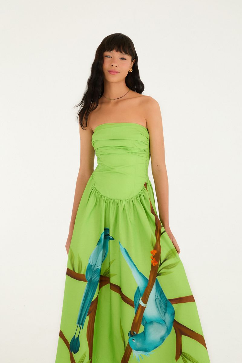 Vestido Midi Pregas Estampado Flor De Aire
