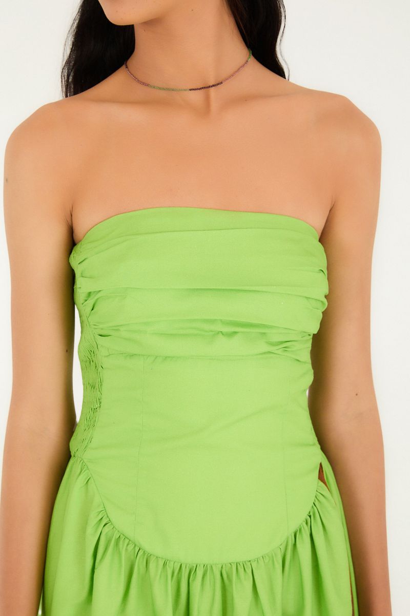 Vestido Midi Pregas Estampado Flor De Aire