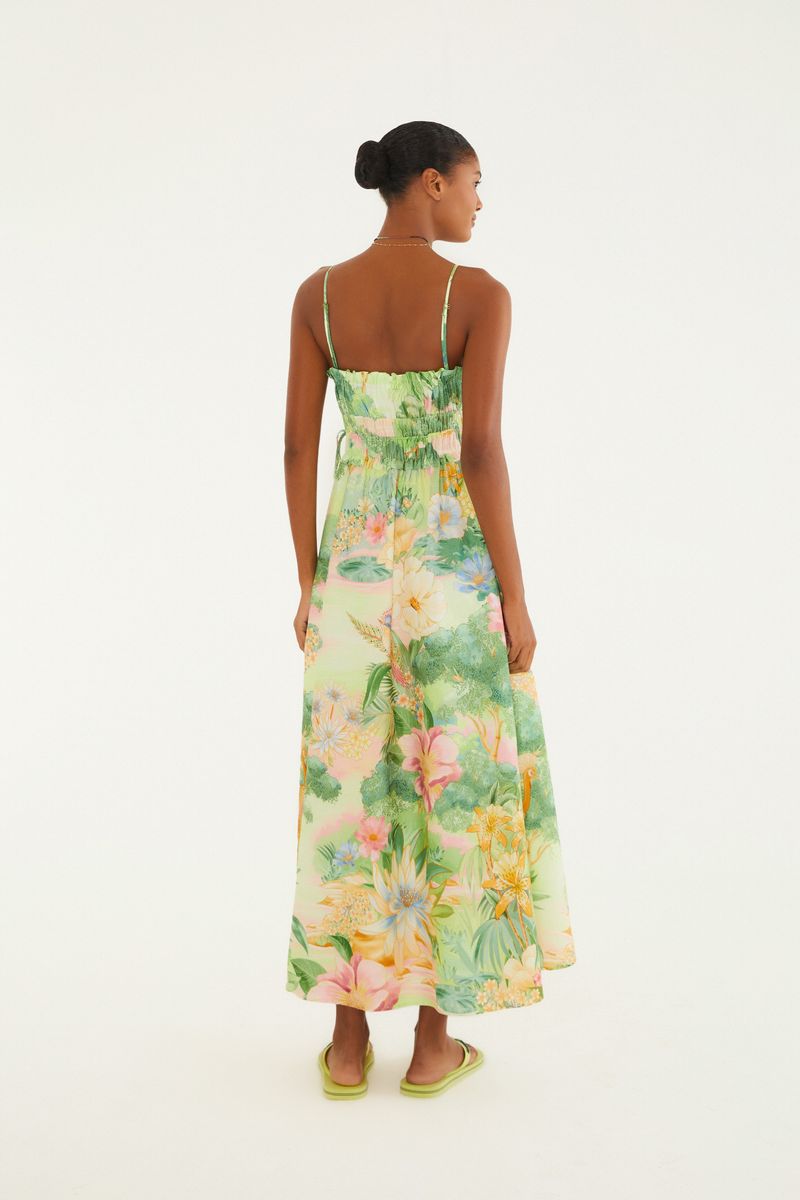 Vestido Cropped Estampado Jardim Oriental