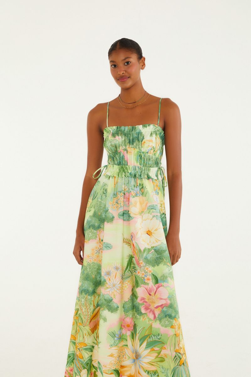 Vestido Cropped Estampado Jardim Oriental