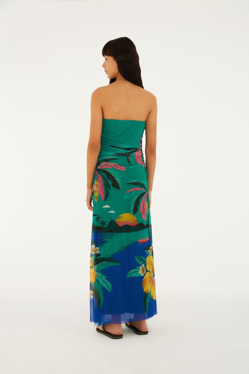 Vestido Tule Estampado Oásis