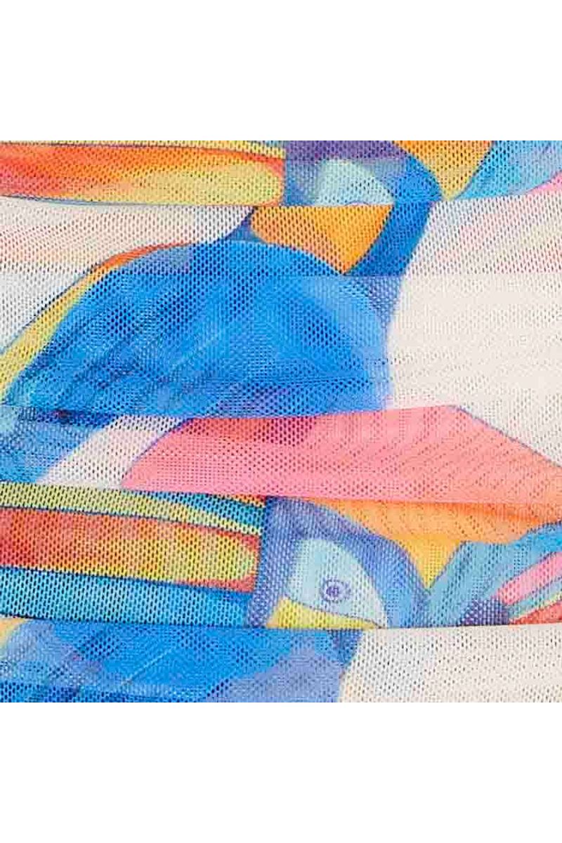 Blusa Sem Alças Tule Estampada Tucanitas