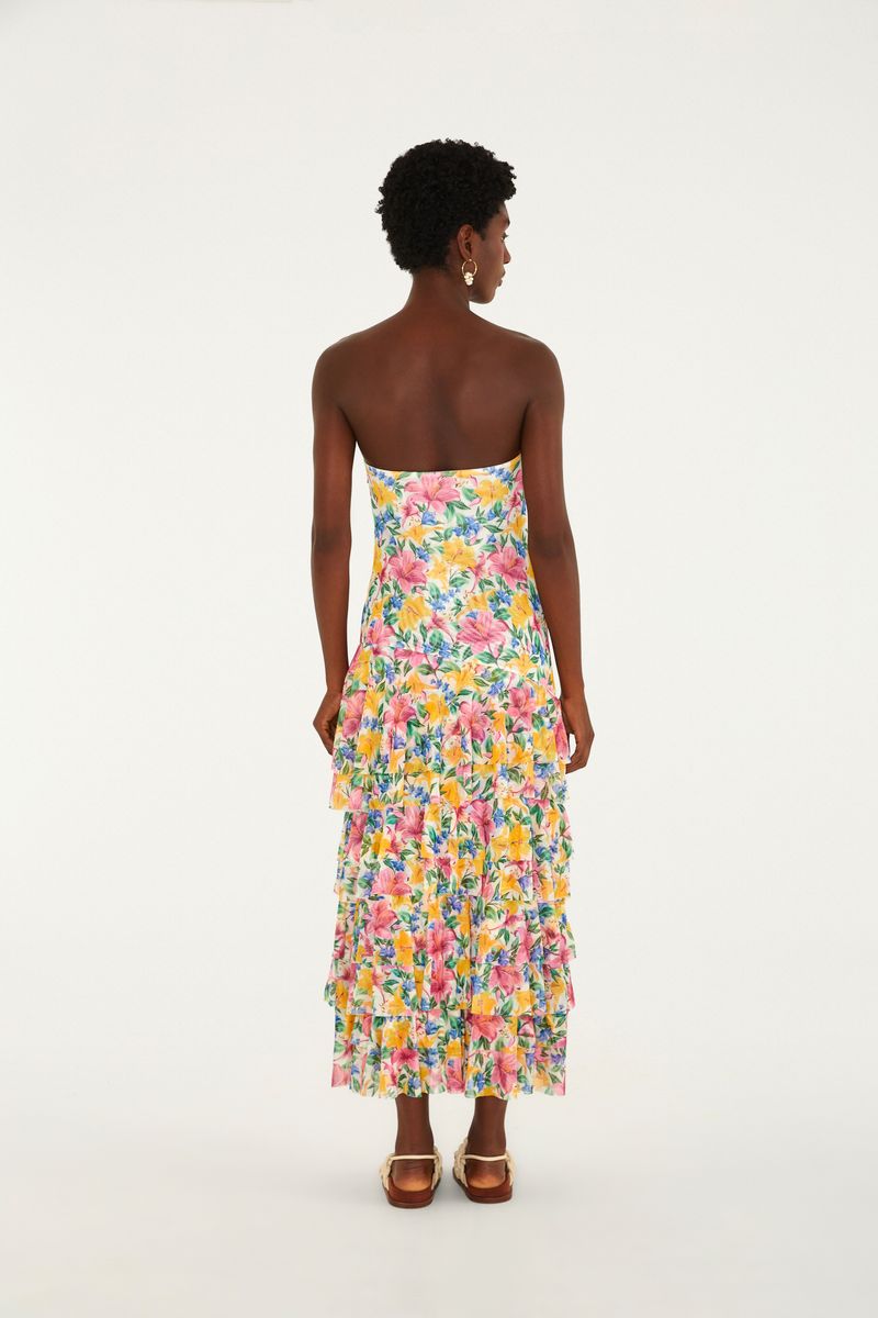 Vestido Tule Estampado Floral Malu