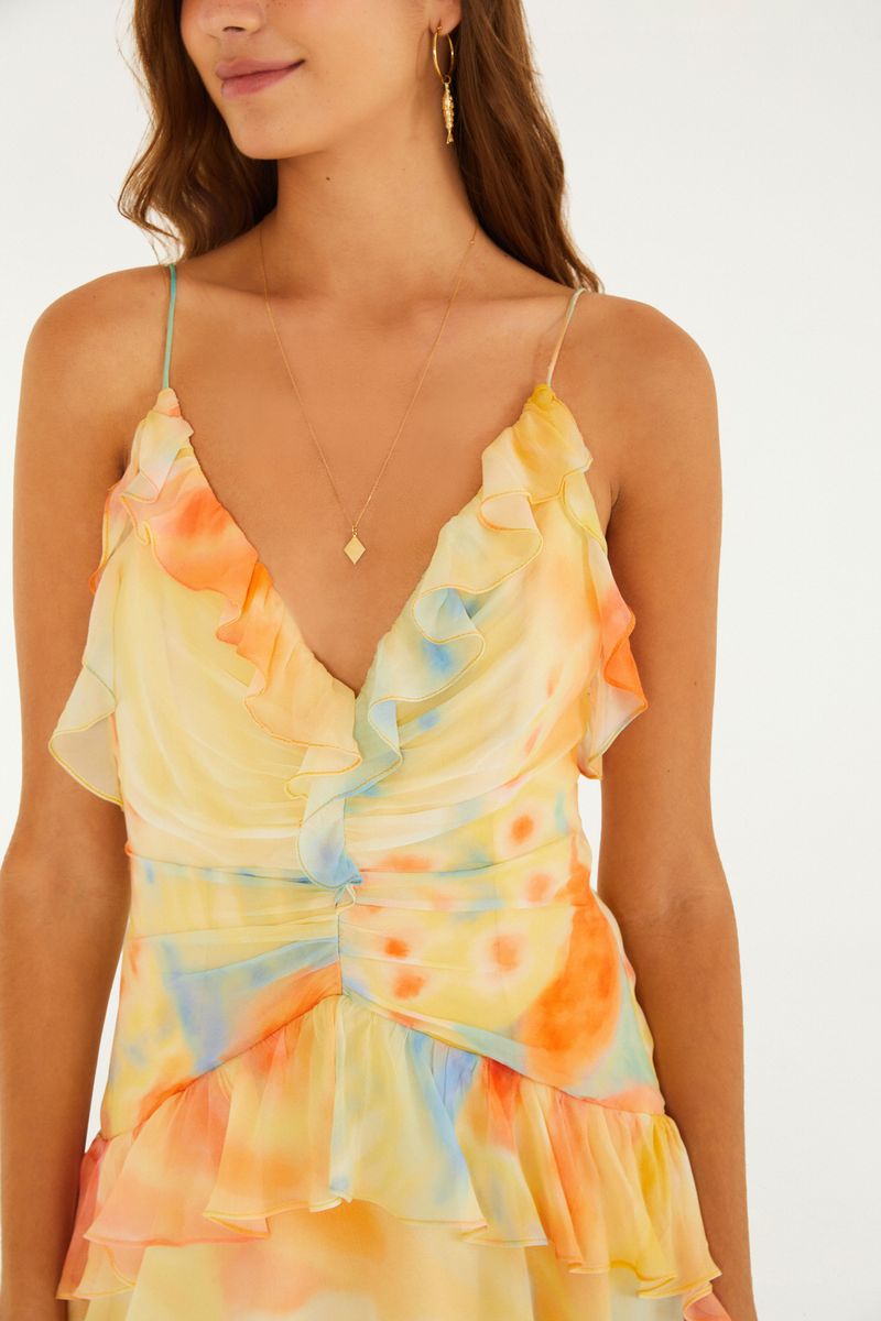 Vestido Curto Estampado Asas