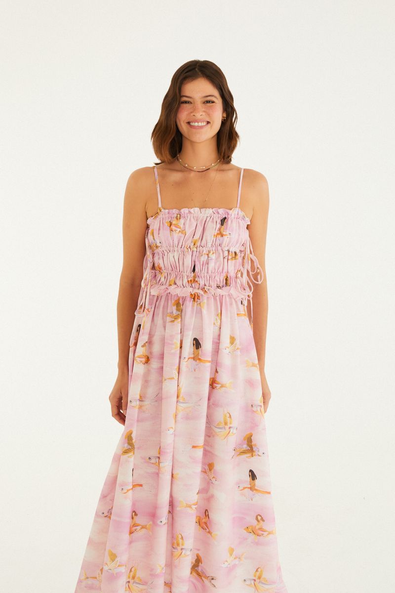 Vestido Estampado Peixes Voadores