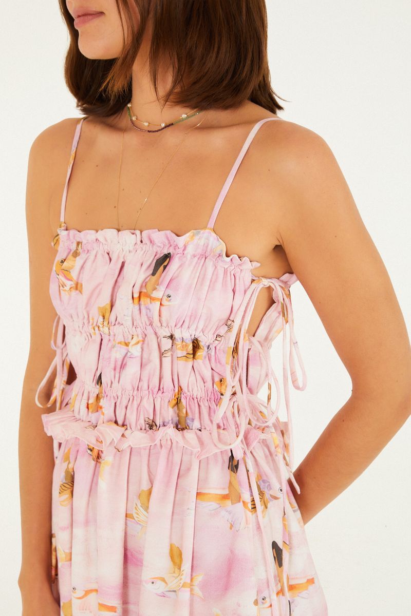Vestido Estampado Peixes Voadores