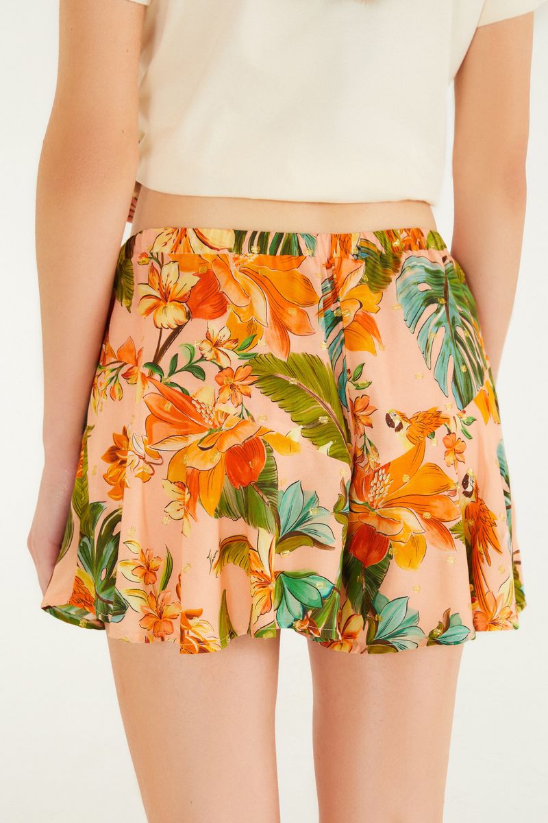 Short Estampado Canto Dos Pássaros