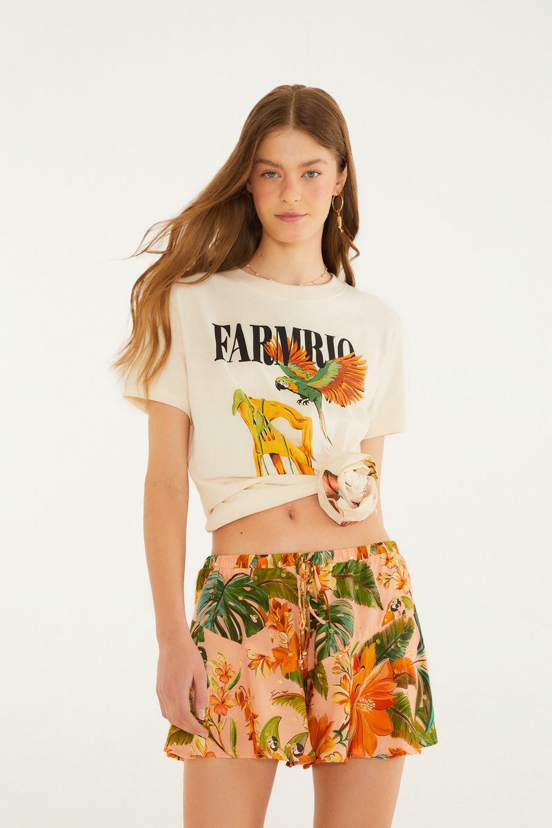 Short Estampado Canto Dos Pássaros