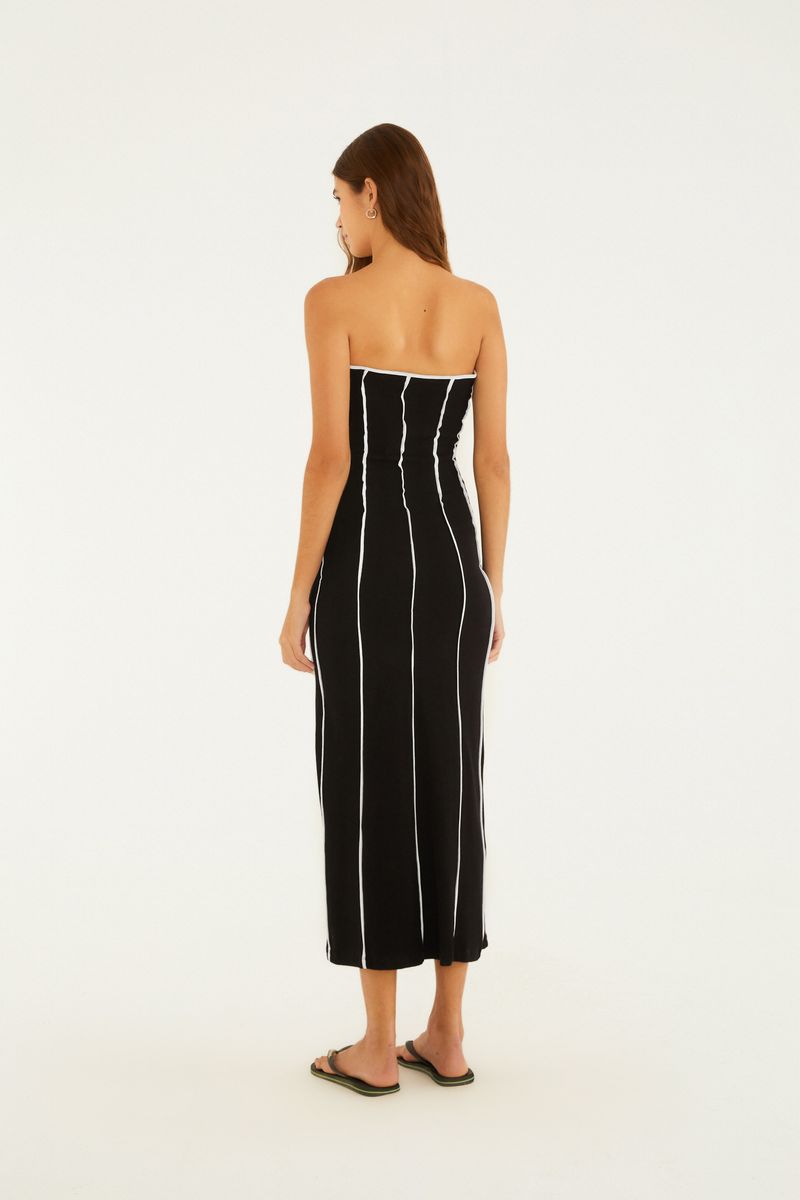 Vestido Midi Viés Bicolor