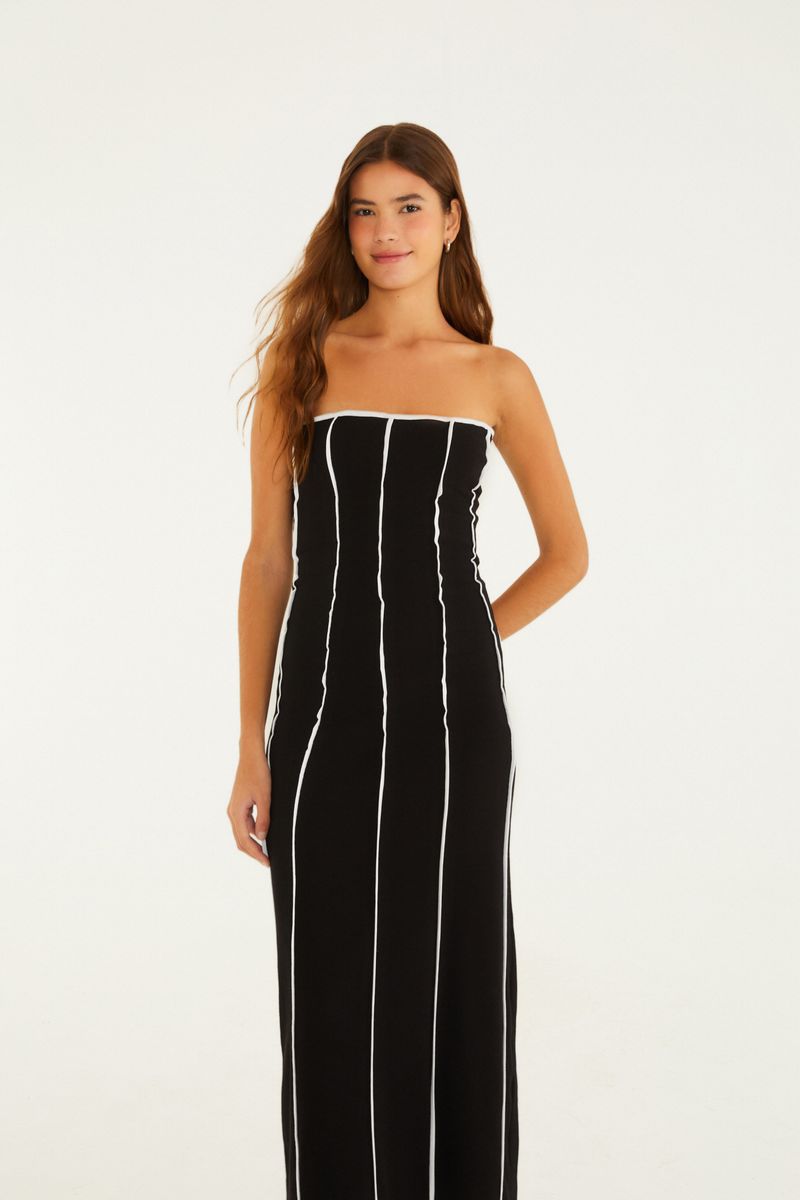 Vestido Midi Viés Bicolor