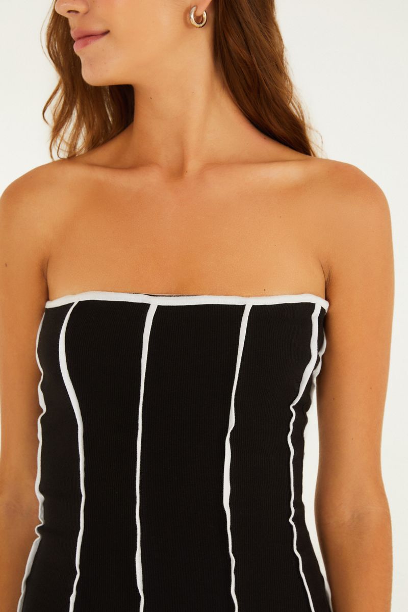 Vestido Midi Viés Bicolor