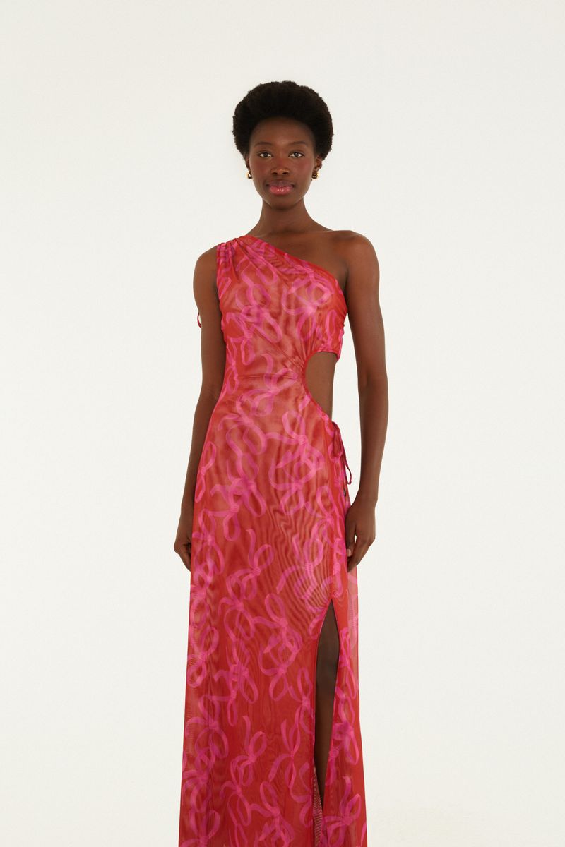 Vestido Tule Ombro Só Laços