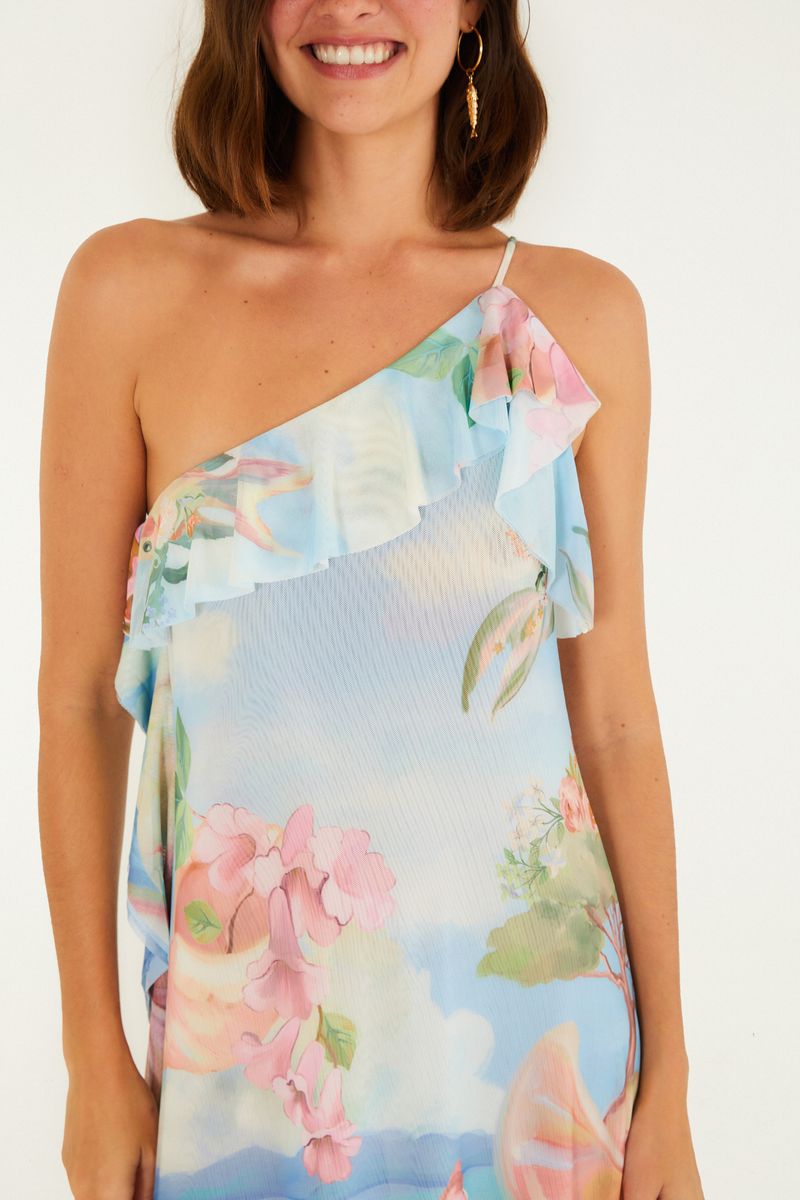Vestido Tule Estampado Vênus