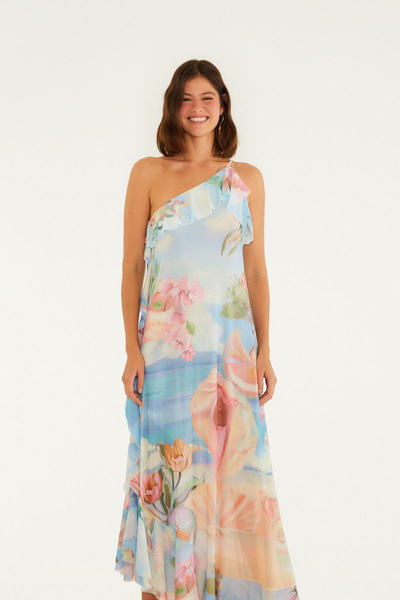 Vestido Tule Estampado Vênus