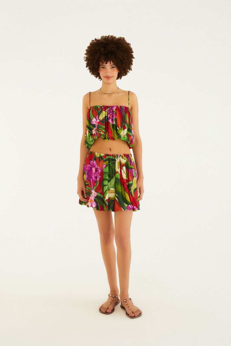Blusa Balonê Estampada Folhagem