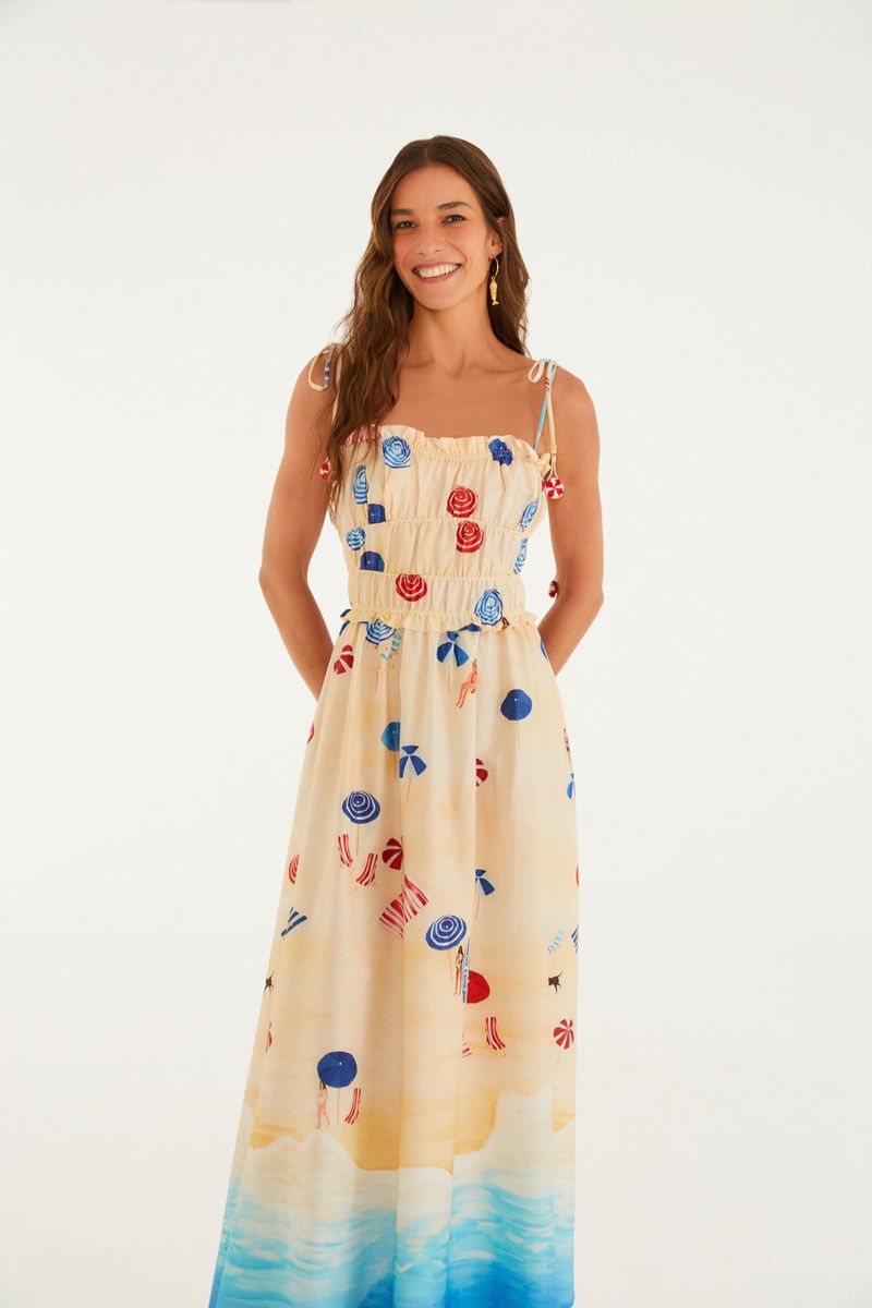 Vestido Cropped Estampado Praia Do Poá