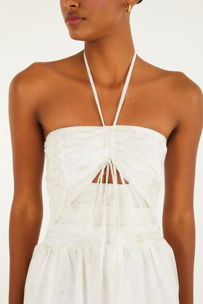 Vestido Estampado Jardim Místico Foil