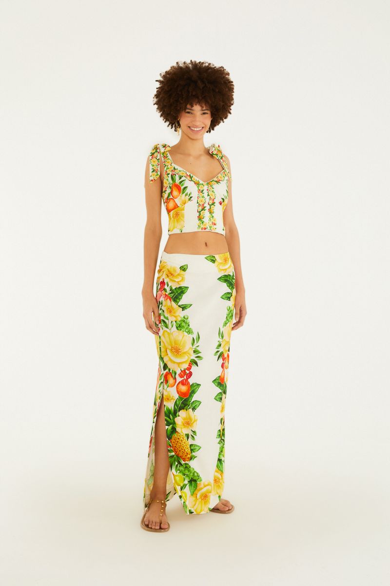Saia Estampada Floral Picnic