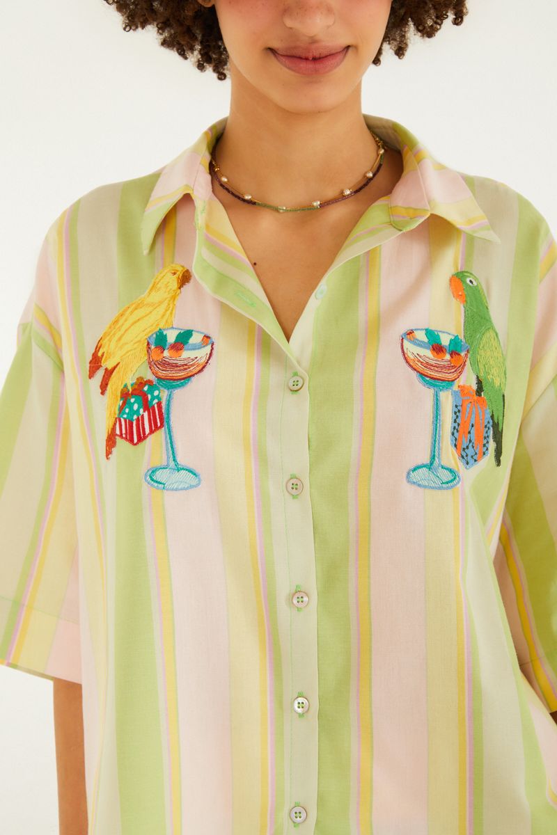 Camisa Bordada Listra Bosque