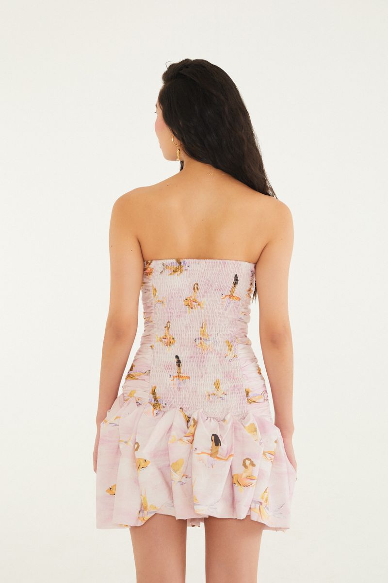 Vestido Curto Estampado Peixes Voadores