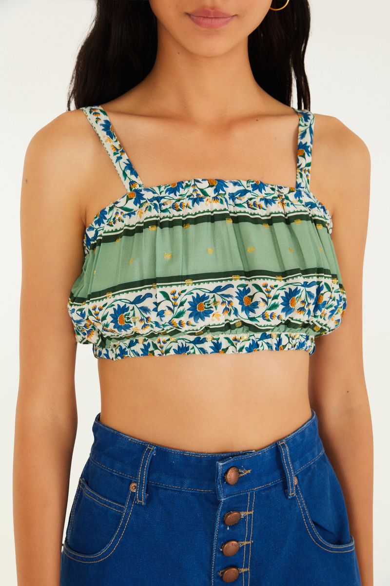 Top Estampado Azulejo Florido